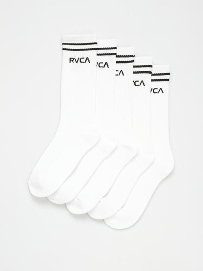 RVCA Socks 5 Pack Union III Crew White Size 7-11 Skateboard Sox