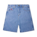 Cash Only Logo Denim Shorts Washed Indigo Blue