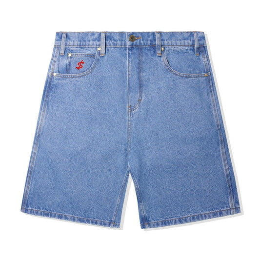 Cash Only logo denim shorts washed indigo blue