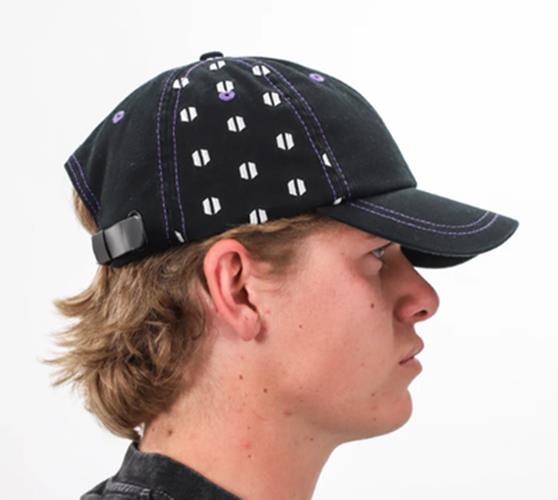 Next Door LOGO HAT cap BLACK / PURPLE CONTRAST STITCH Skate Kingpin store