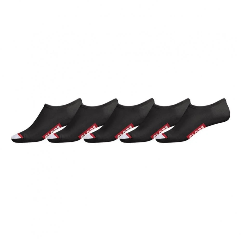 Globe Socks 5 Pack Tipper Black Invisible No Show Size 7-11 Skateboard Sox