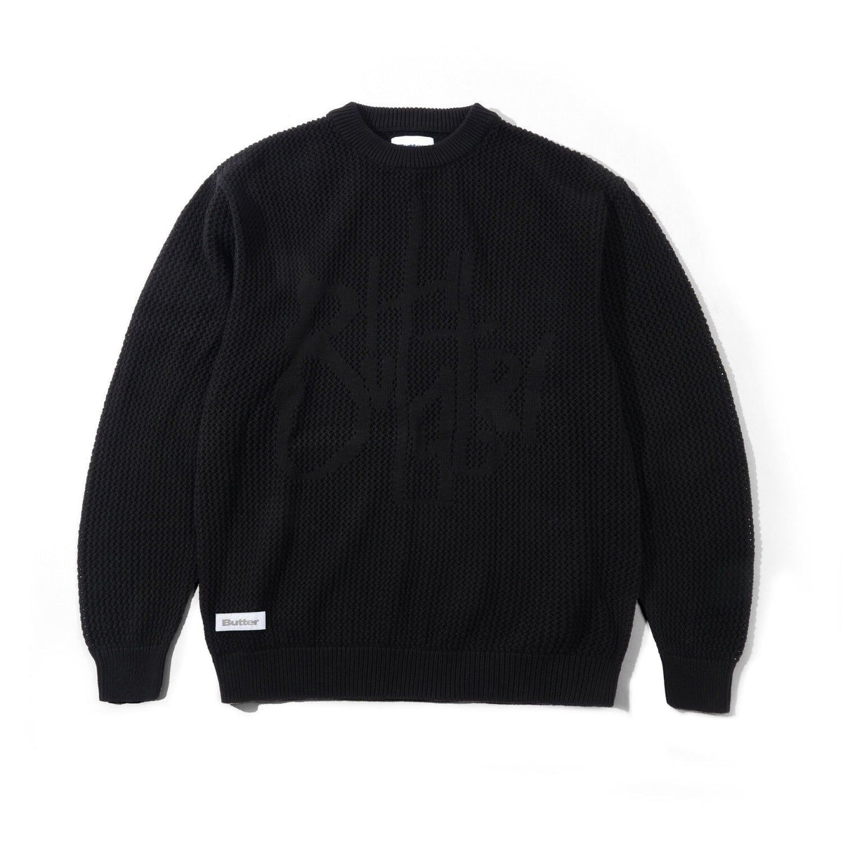 Butter Goods Scribble Knit Sweater Black Pull Over Knit Buttergoods Jumper