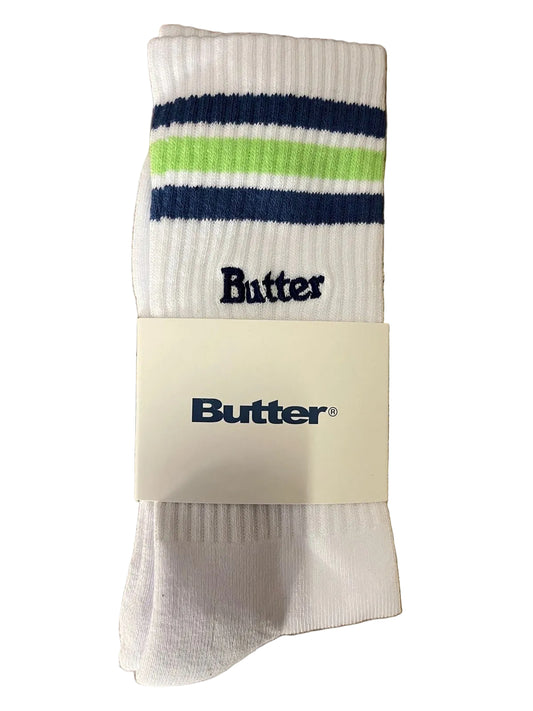Butter Goods - Stripe White Sock Blue / Green Pair Socks Buttergoods US Mens 7 -