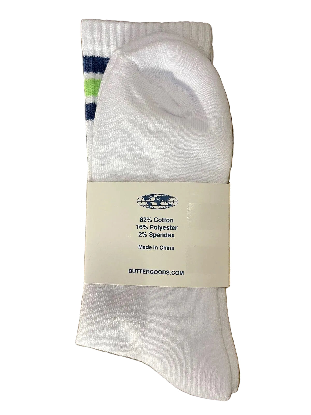 Butter Goods - Stripe White Sock Blue / Green Pair Socks Buttergoods US Mens 7 -