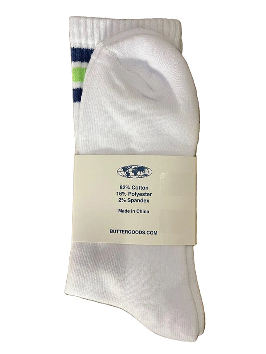 Butter Goods - Stripe White Sock Blue / Green Pair Socks Buttergoods US Mens 7 -