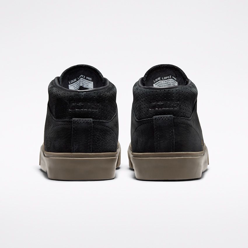 Cons Shoes Louie Lopez Pro Mid Black Dark Mushroom Converse Skateboard Sneakers