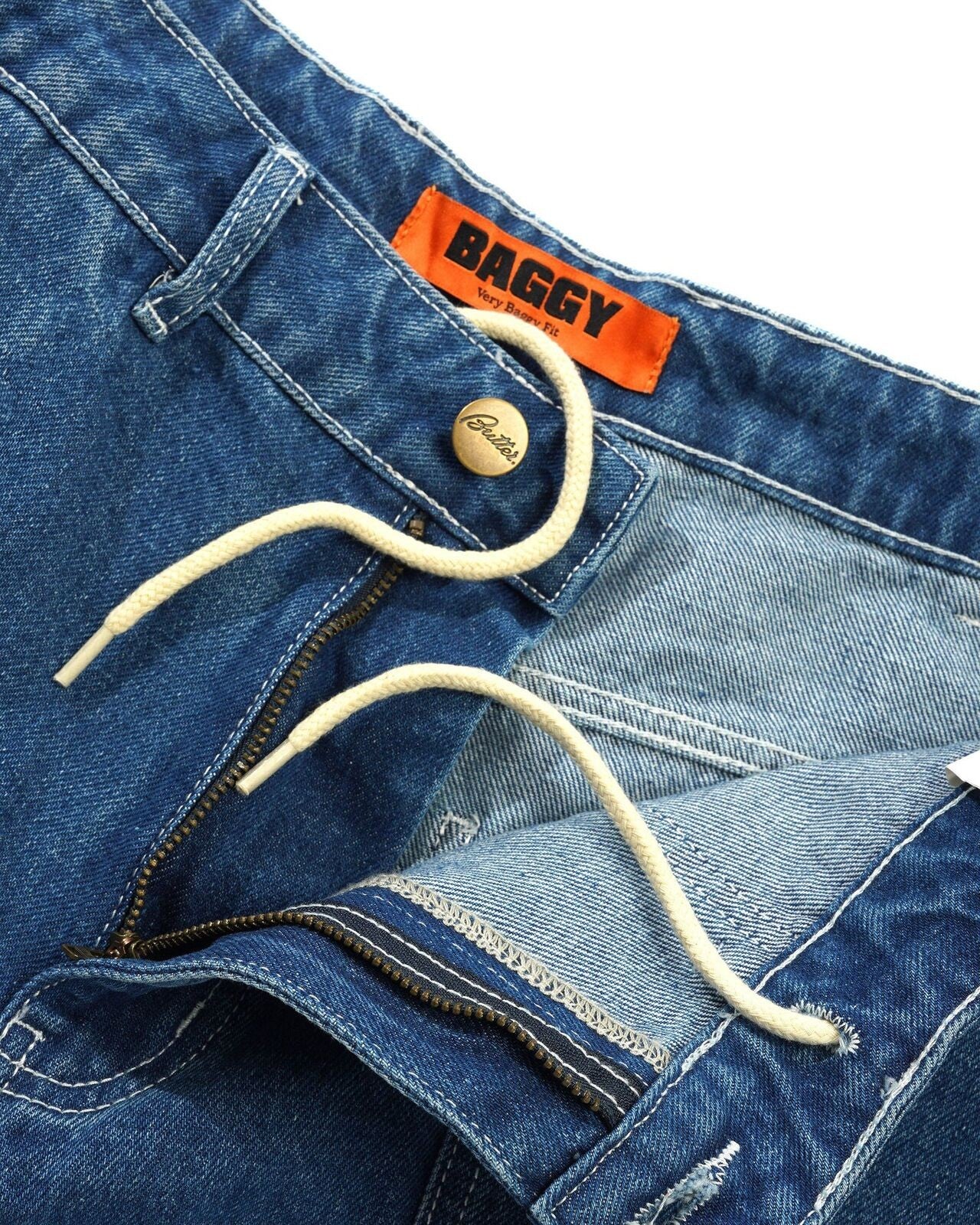 Butter Goods - Scribble Denim Jeans, Mid Blue Baggiest Fit Buttergoods