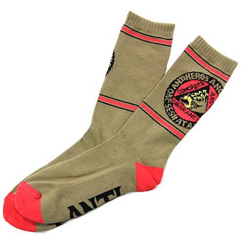 Anti Hero Socks Anonymous Khaki Red Black Size Osfm Crew Skateboard Sox