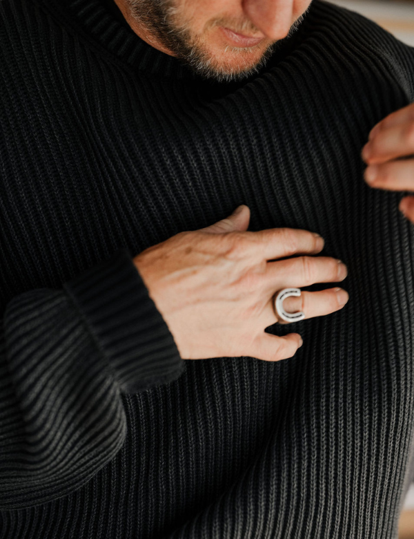 Mr Simple Fisher Knit Jumper - Black