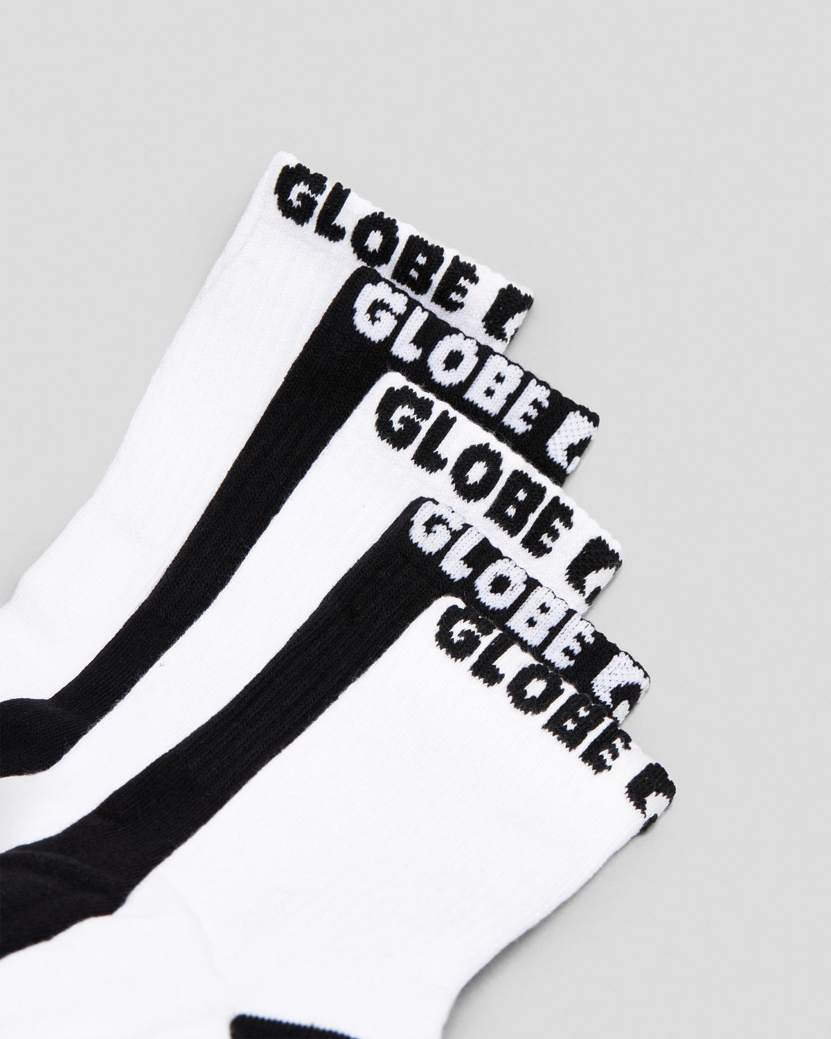 Globe Socks 5 Pack Quarter Black White Crew Size 12-15 Skateboard Sox
