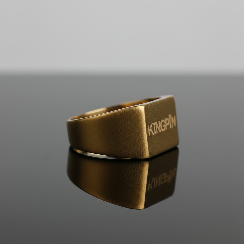 Kingpin Skate Supply Signet Ring Rectangle OG Gold Titanium