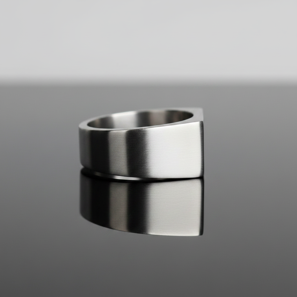 Kingpin Skate Supply Signet Ring Rectangle OG Silver Titanium