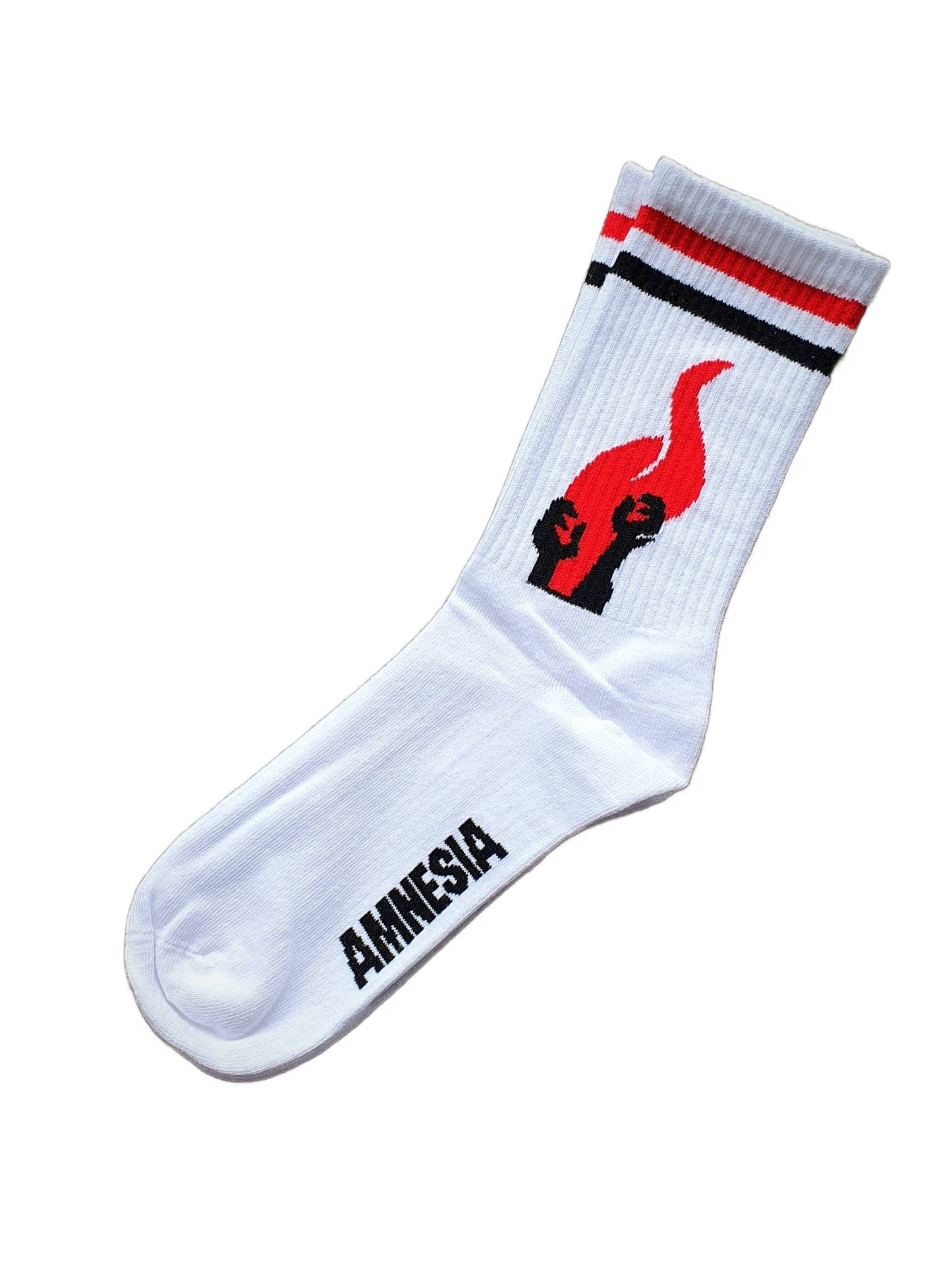 Amnesia Socks OG Logo White Crew 7-11 OSFM Skateboard Sox