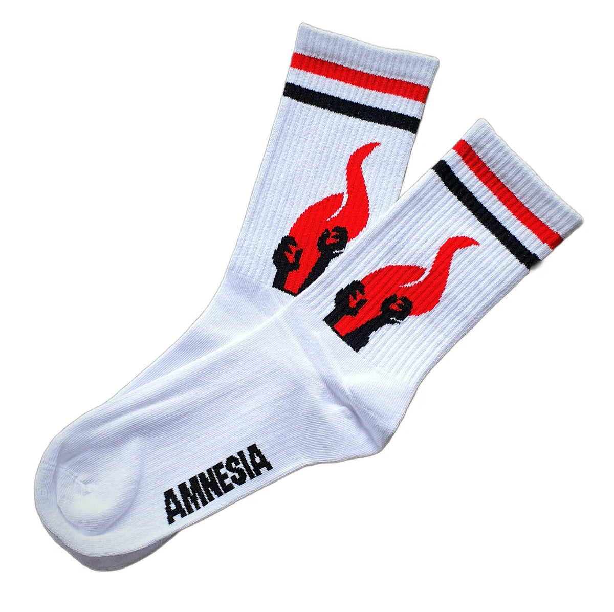 Amnesia Socks Og Logo White Crew 7 11 Osfm Skateboard Sox