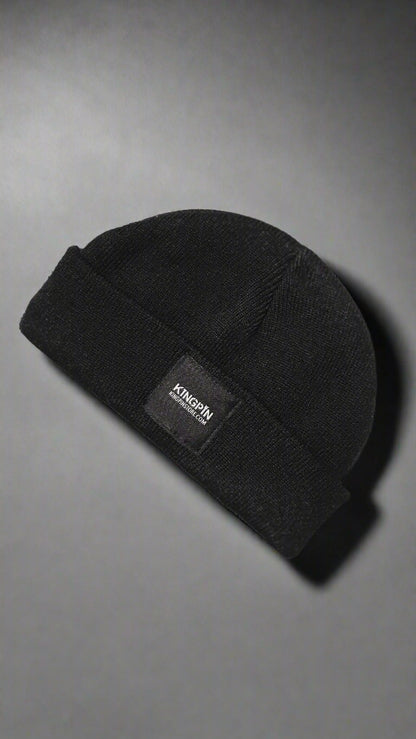 Kingpin Skate Supply Beanie Sleek Black Label Black Skateboard Hat