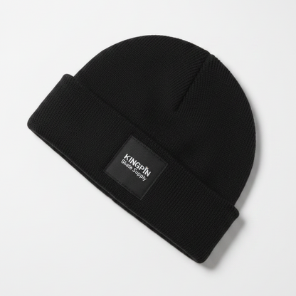 Kingpin Skate Supply Beanie Sleek Black Label Black