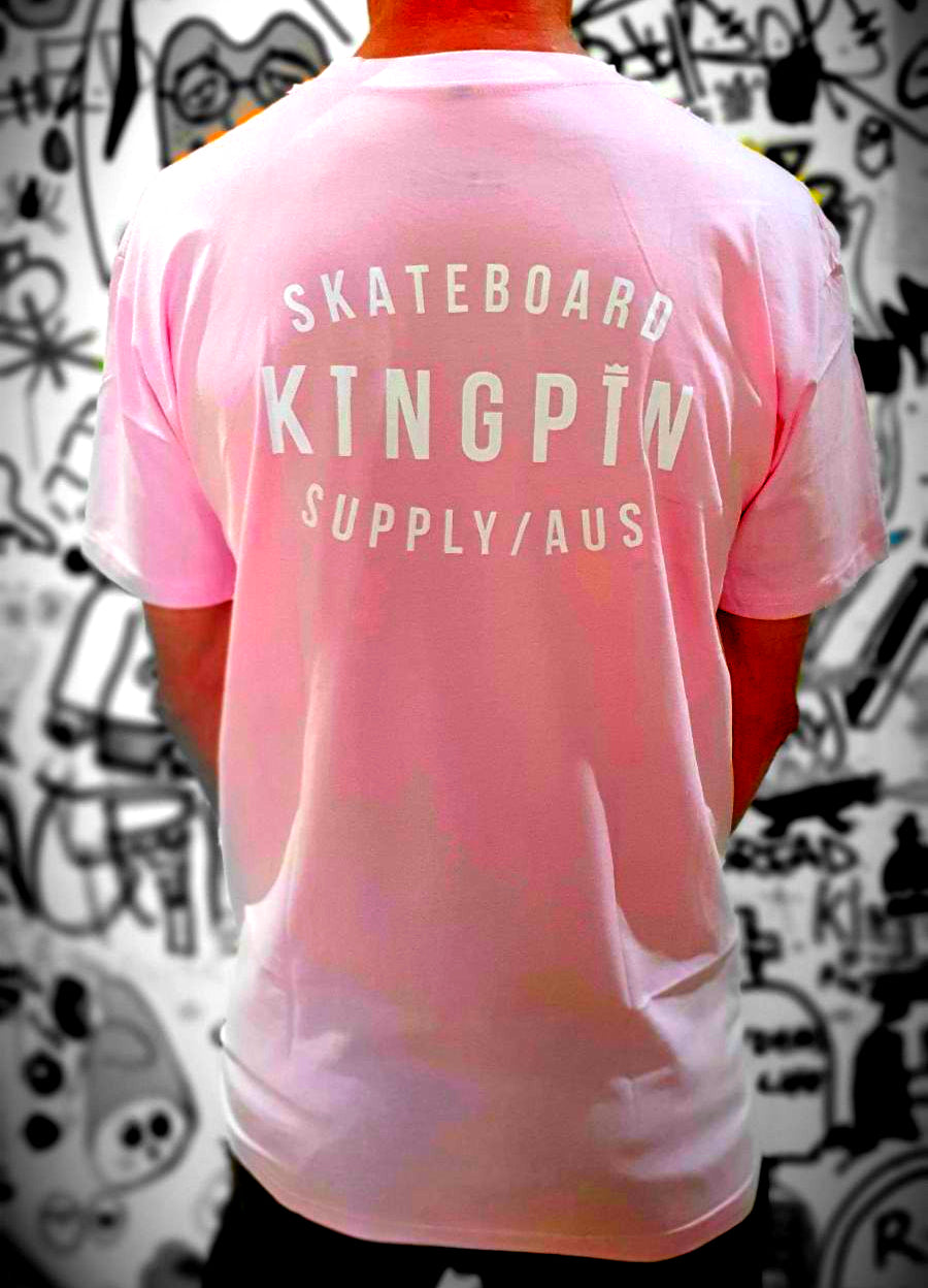 Kingpin Skate Supply Tee Retro Pink White Skateboard T Shirt