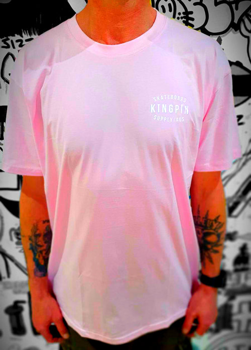 Kingpin Skate Supply Tee Retro Pink White Skateboard T Shirt