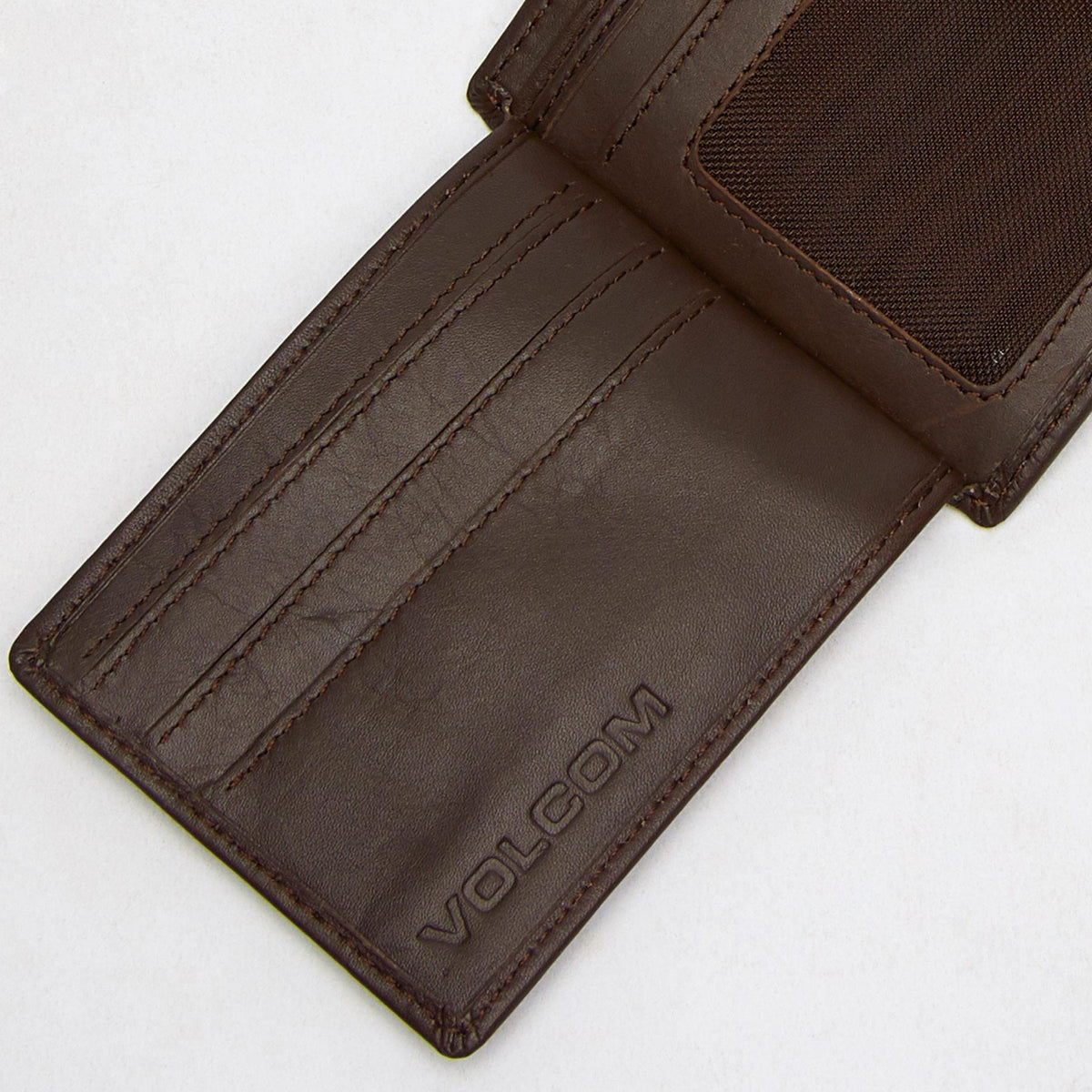 Volcom Single Stone Dark Brown Leather Bi-Fold RFID Wallet