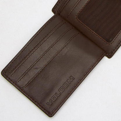 Volcom Single Stone Dark Brown Leather Bi-Fold RFID Wallet