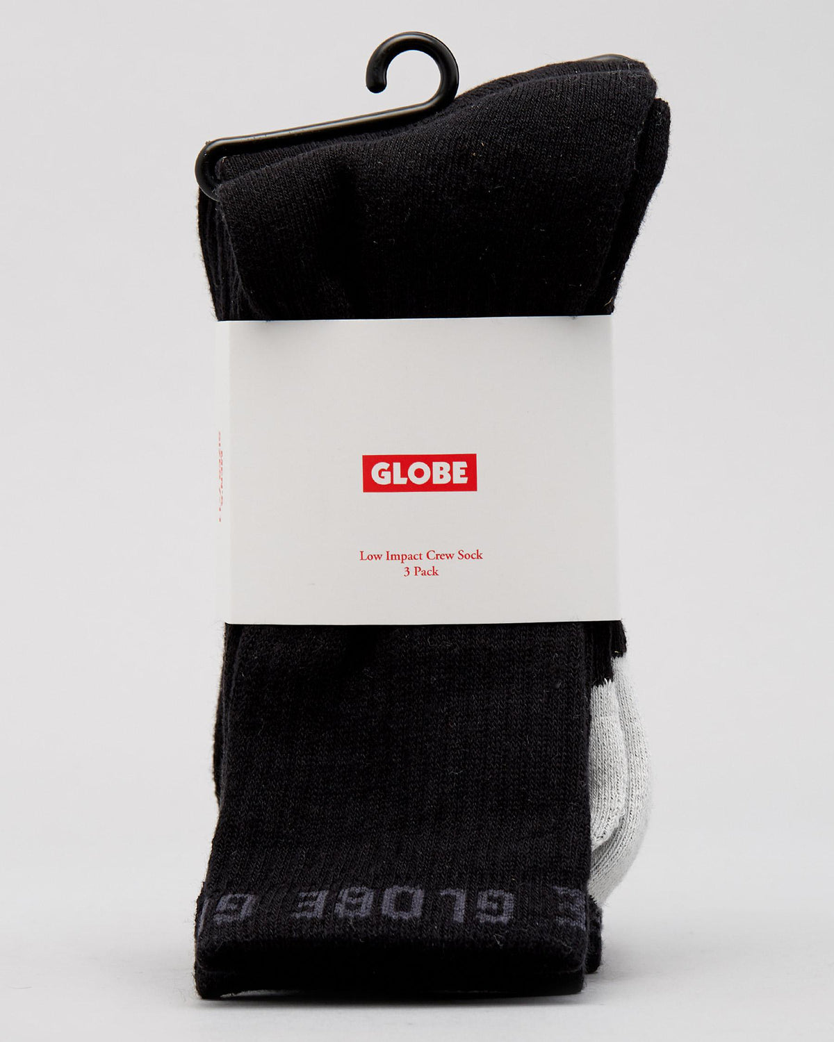 Globe Socks 3 Pack Low Impact Crew Black Size 7-11 Skateboard Sox