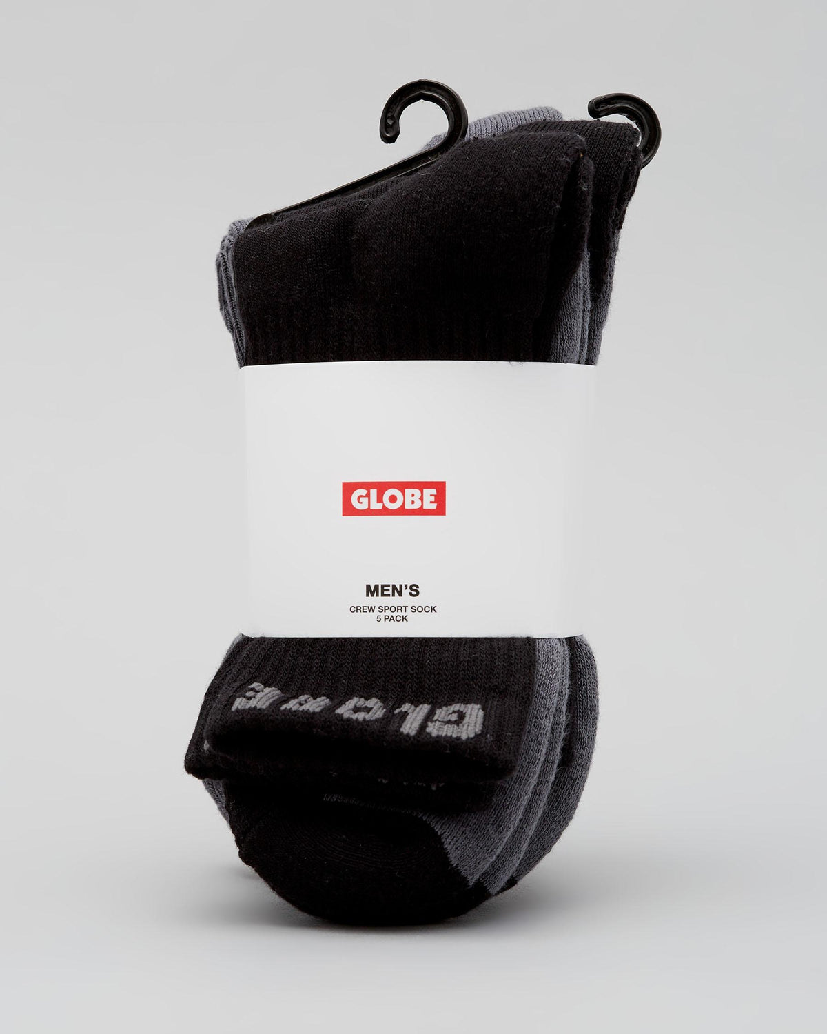 Globe Socks 5 Pack Black Grey Crew Black Grey Size 7-11 Skateboard Sox