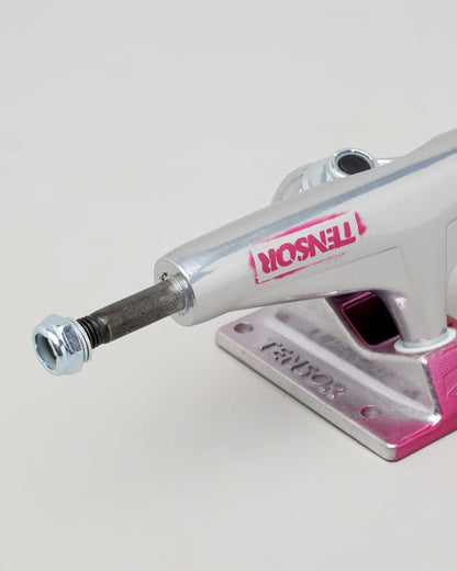 Tensor Skateboard Trucks Alum Stencil Mirror Raw Crimson Fade 5 25 Axles 8