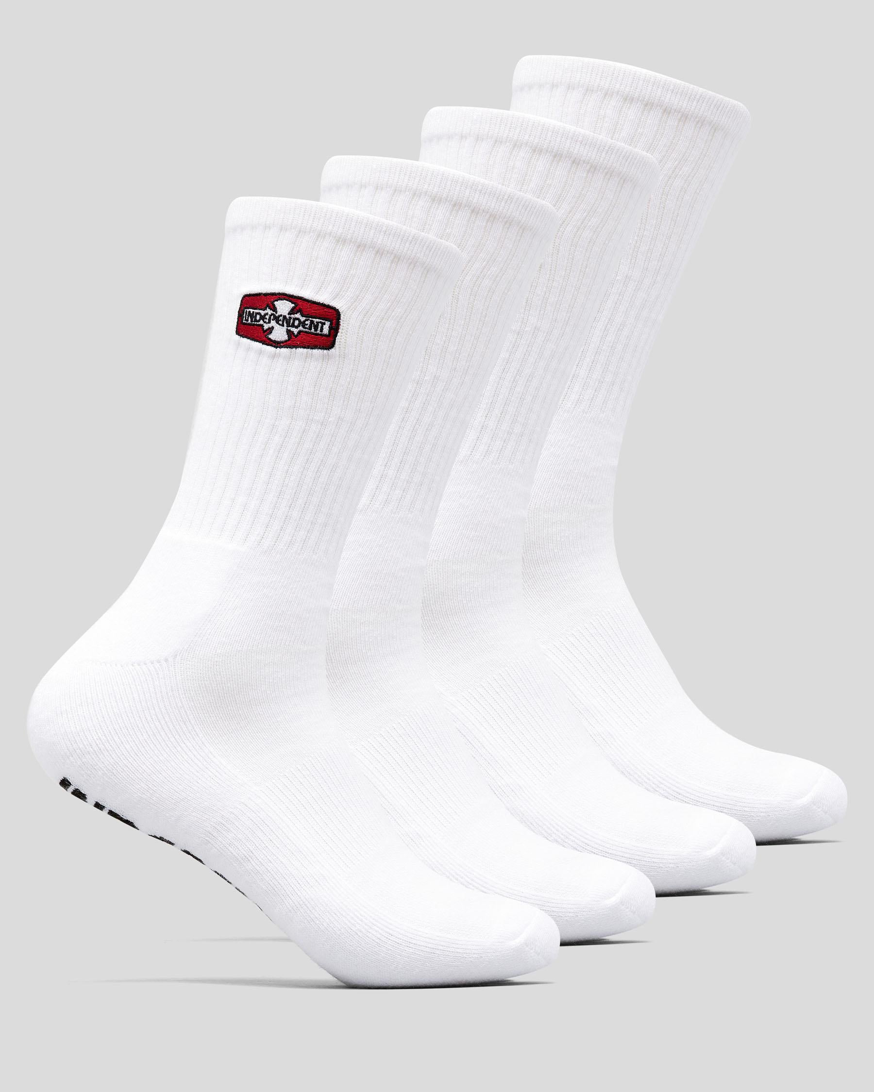 Indy Socks 4 Pack O G B C Rigid White Crew Size 6 10 Independent Skateboard Sox