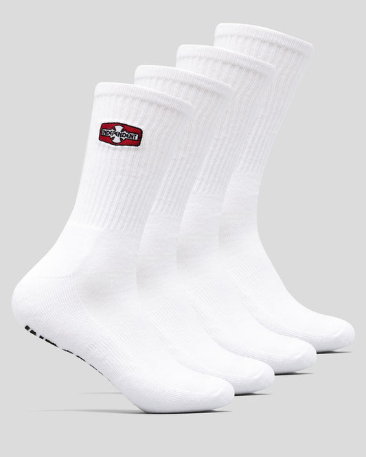 Indy Socks 4 Pack O G B C Rigid White Crew Size 6 10 Independent Skateboard Sox