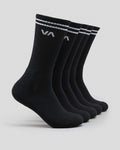 Rvca Socks 5 Pack Union Iii Crew Black Size 7 11 Skateboard Sox