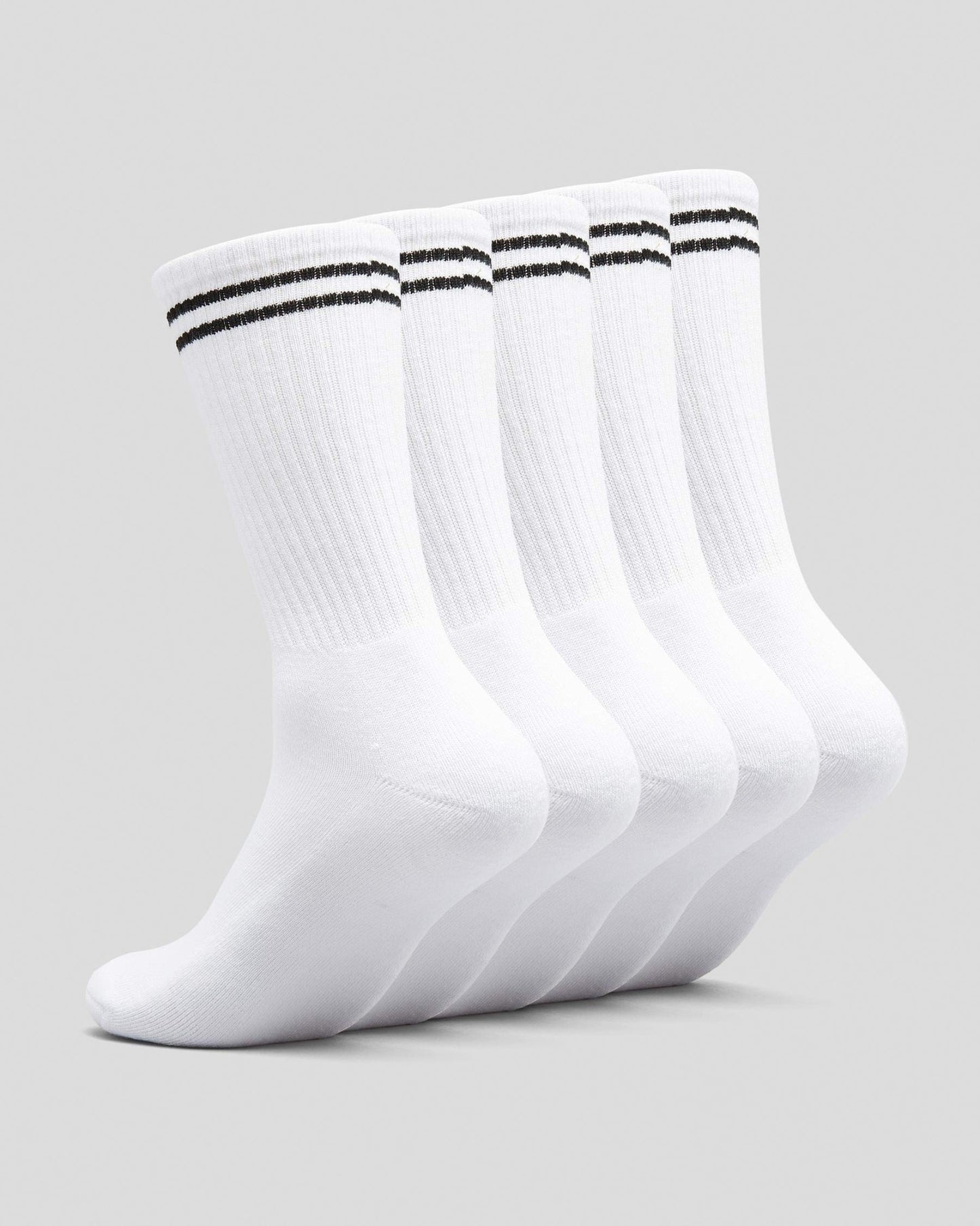 RVCA Socks 5 Pack Union III Crew White Size 7-11
