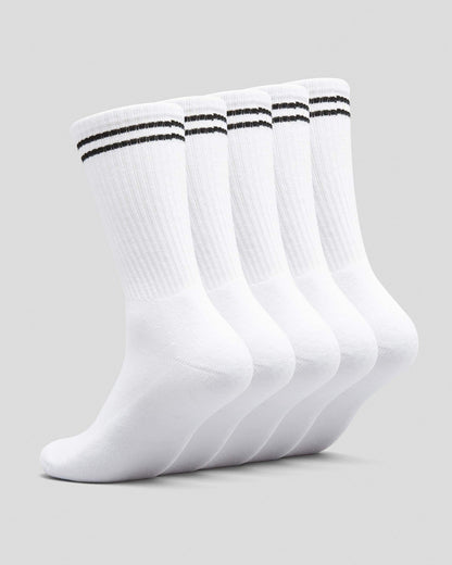 RVCA Socks 5 Pack Union III Crew White Size 7-11