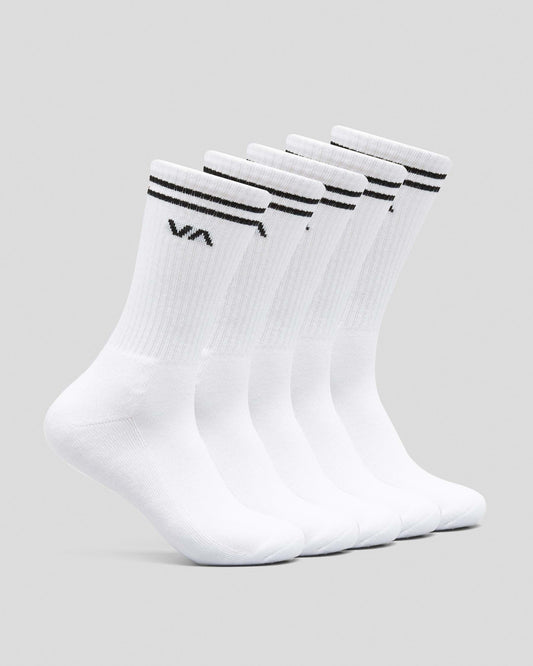 RVCA Socks 5 Pack Union III Crew White Size 7-11