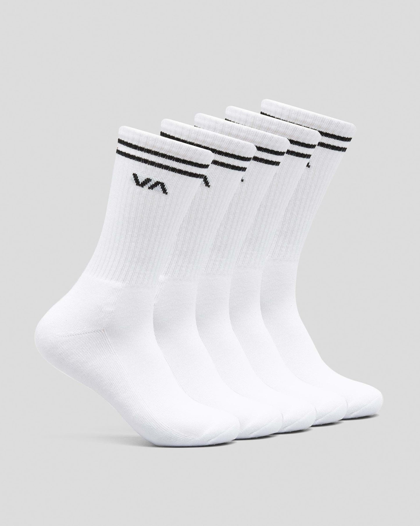 RVCA Socks 5 Pack Union III Crew White Size 7-11 Skateboard Sox