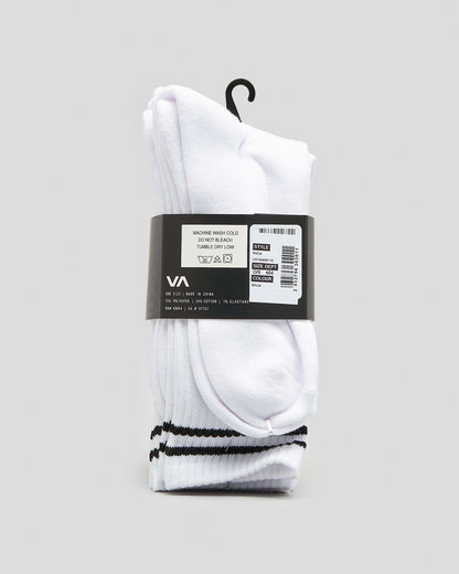 RVCA Socks 5 Pack Union III Crew White Size 7-11