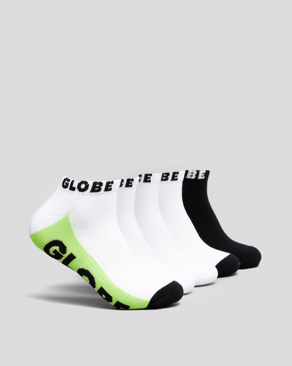 Globe Socks 5 Pack Multi Brights Ankle Size 2-8 Skateboard Sox