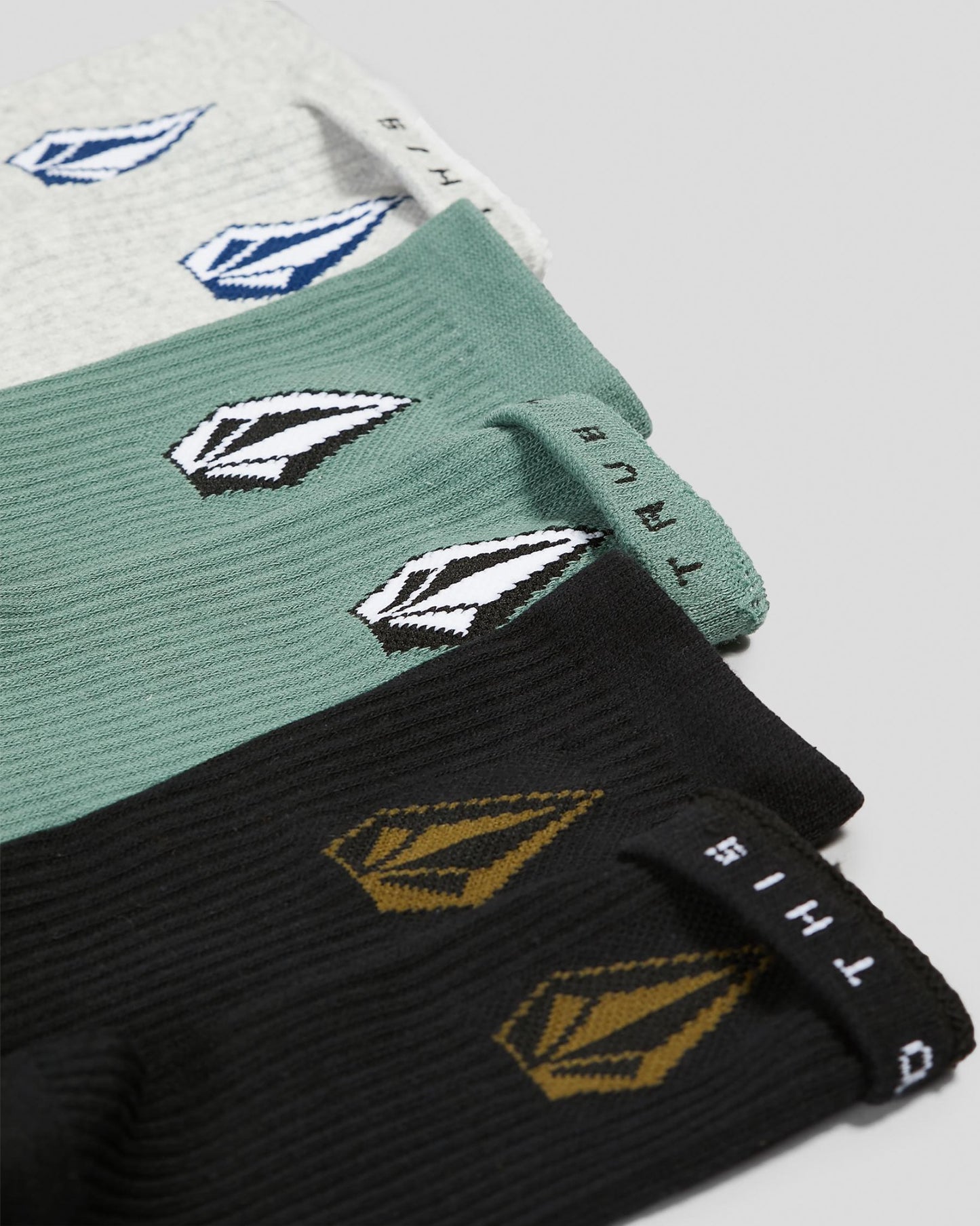 Volcom Socks 3 Pack Full Stone Petrol Crew Size 9-12 Skateboard Sox