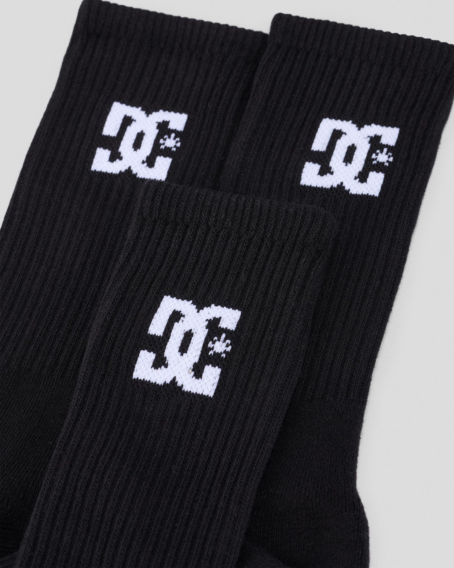 DC Shoes Socks 3 Pack Crew Black Size 7-11 Skateboard Sox