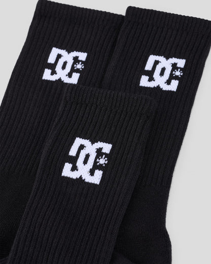 DC Shoes Socks 3 Pack Crew Black Size 7-11 Skateboard Sox