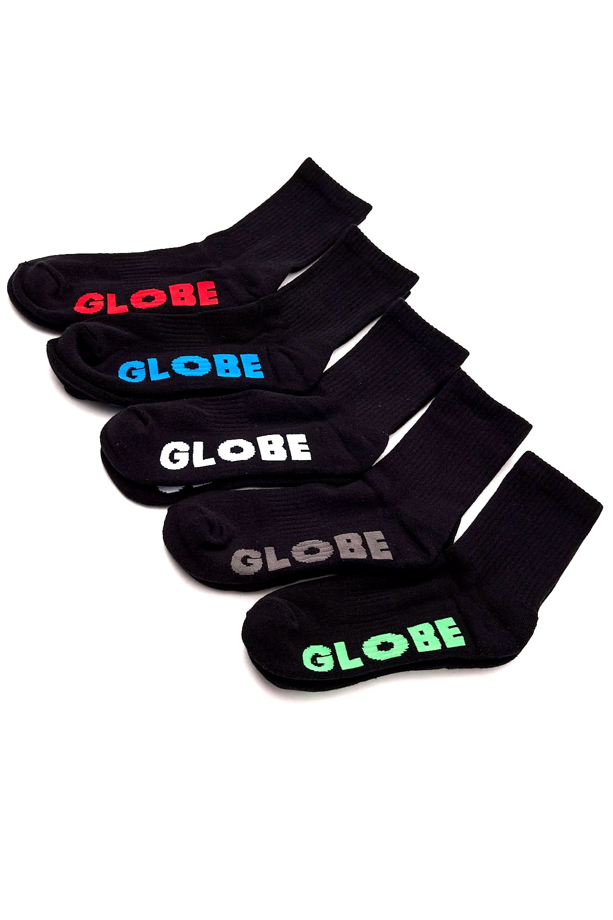 Globe Socks 5 Pack Stealth Crew Black Size 2-8 Skateboard Sox