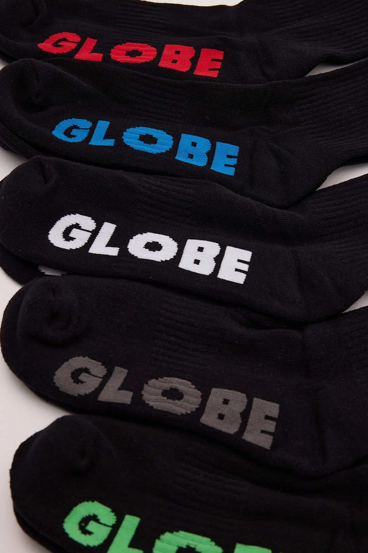 Globe Socks 5 Pack Stealth Crew Black Size 2-8 Skateboard Sox