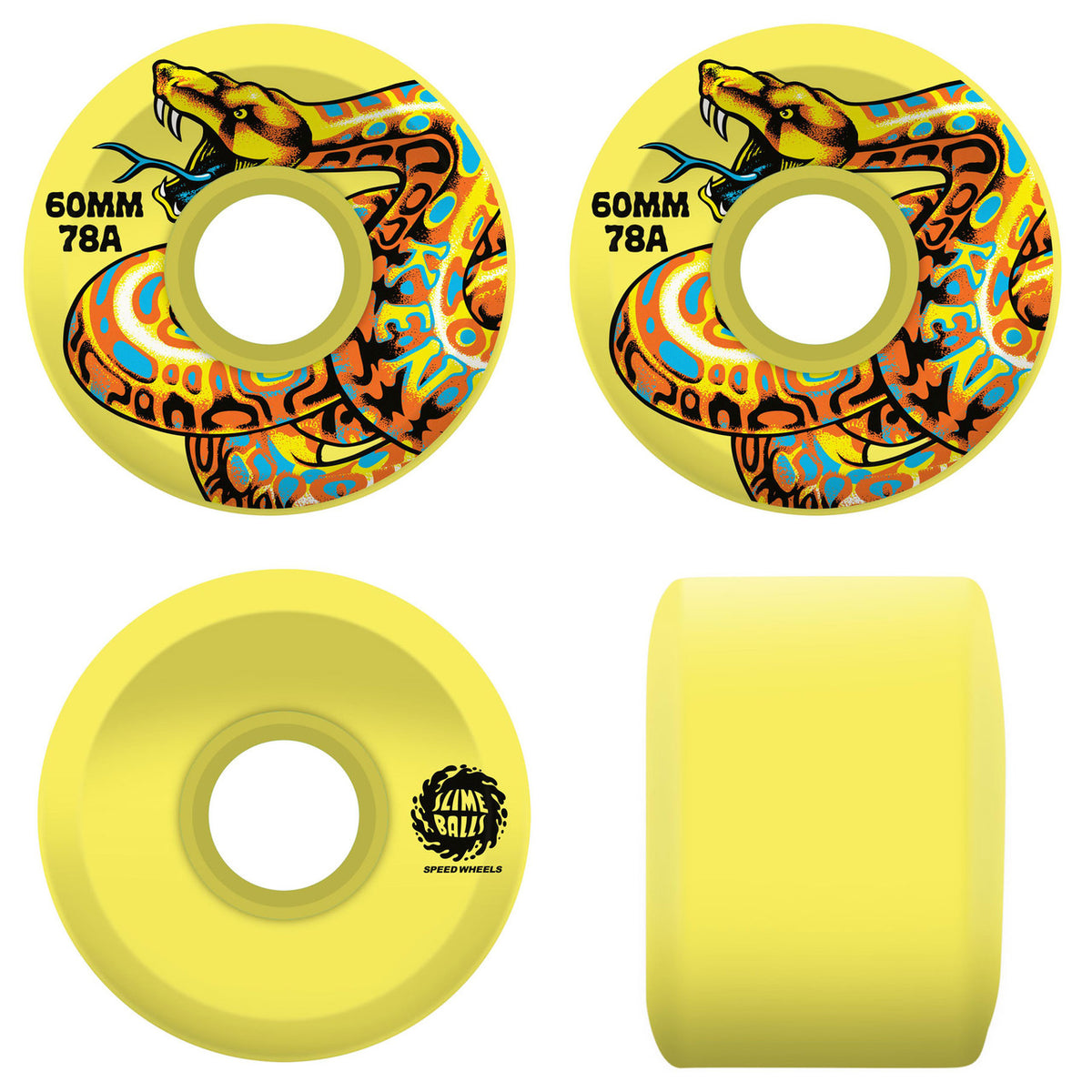 Santa Cruz Slime Balls Jeff Kendall Snake Yellow 60Mm 78A Speed Wheels Reissue