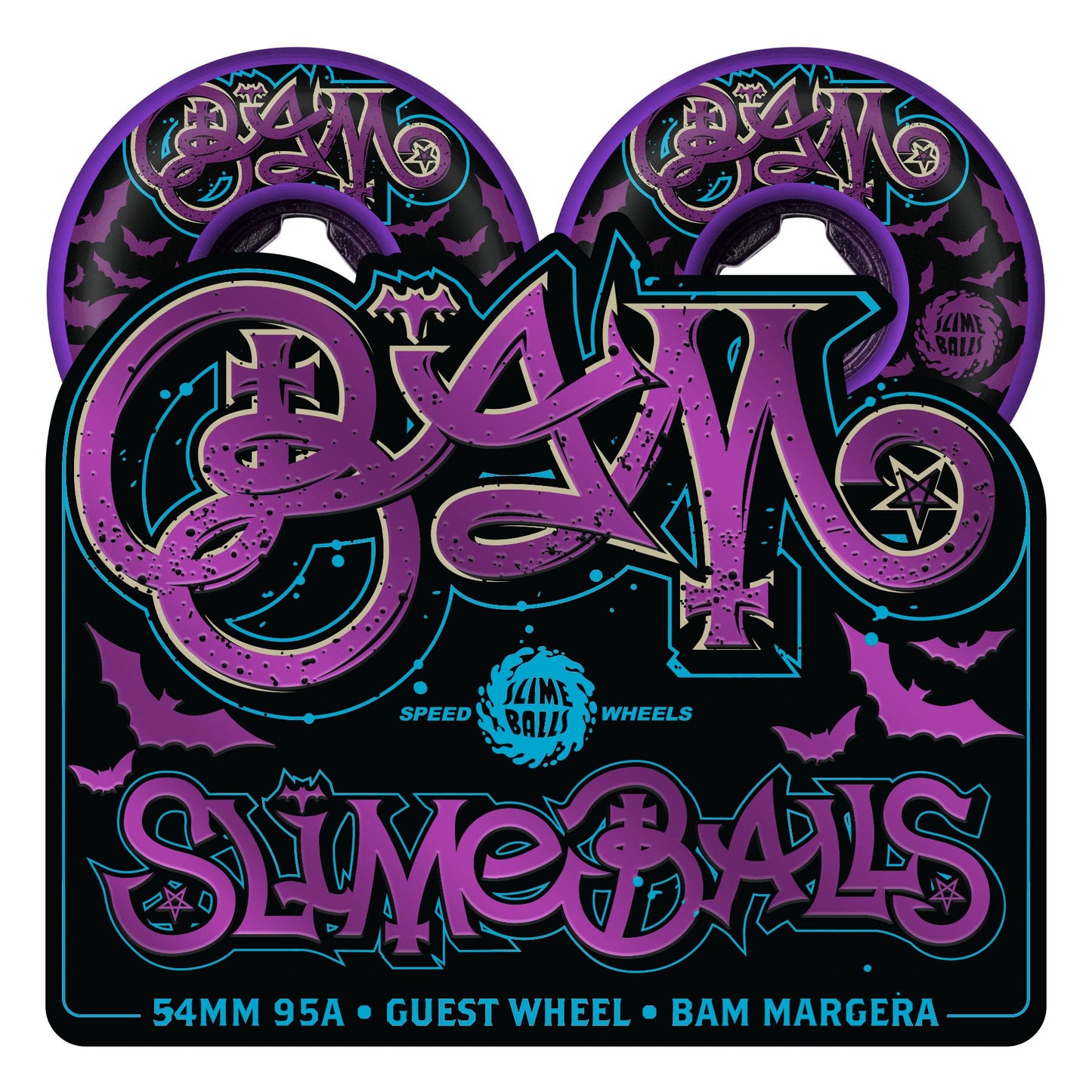 22223505_164995_85190_54mm_Bam_Margera_Guest_Purple_Hardline_95a_Skateboard_Wheels_Slime_Balls_color_purple | color: Purple | size: 54mm