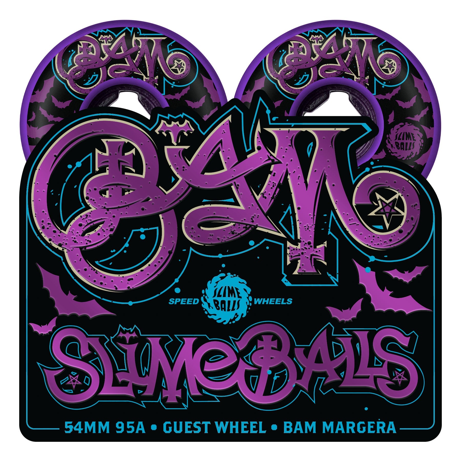 22223505_164995_85190_54mm_Bam_Margera_Guest_Purple_Hardline_95a_Skateboard_Wheels_Slime_Balls_color_purple | color: Purple | size: 54mm