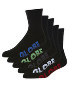 Globe Socks 5 Pack Stealth Crew Black Size 12 15 Skateboard Sox