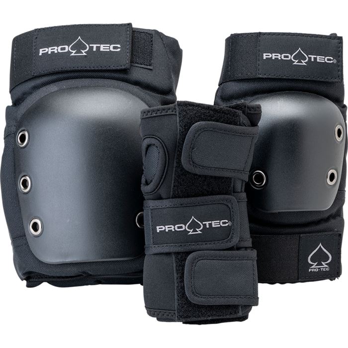 Pro-Tec Pads Street Gear 3 Pack Black Adult Elbows Knees Wrists Safety