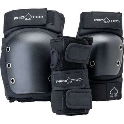 Pro-Tec Pads Street Gear 3 Pack Black Adult Elbows Knees Wrists Safety