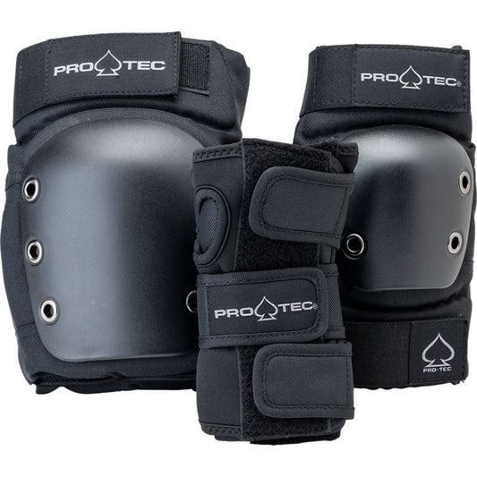 Pro-Tec Pads Street Gear 3 Pack Black Adult Elbows Knees Wrists Safety