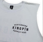 Kingpin Skate Supply Sleeveless Tee Retro White Skateboard T Shirt