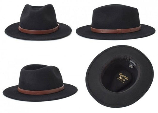Brixton Hat Messer Fedora Black Tan Band Cap